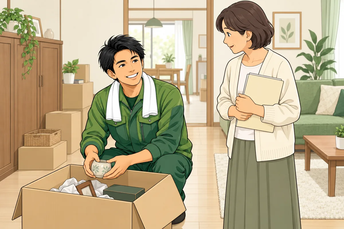査定・売却の前に「どこまで」片付ければいい？ のイラスト