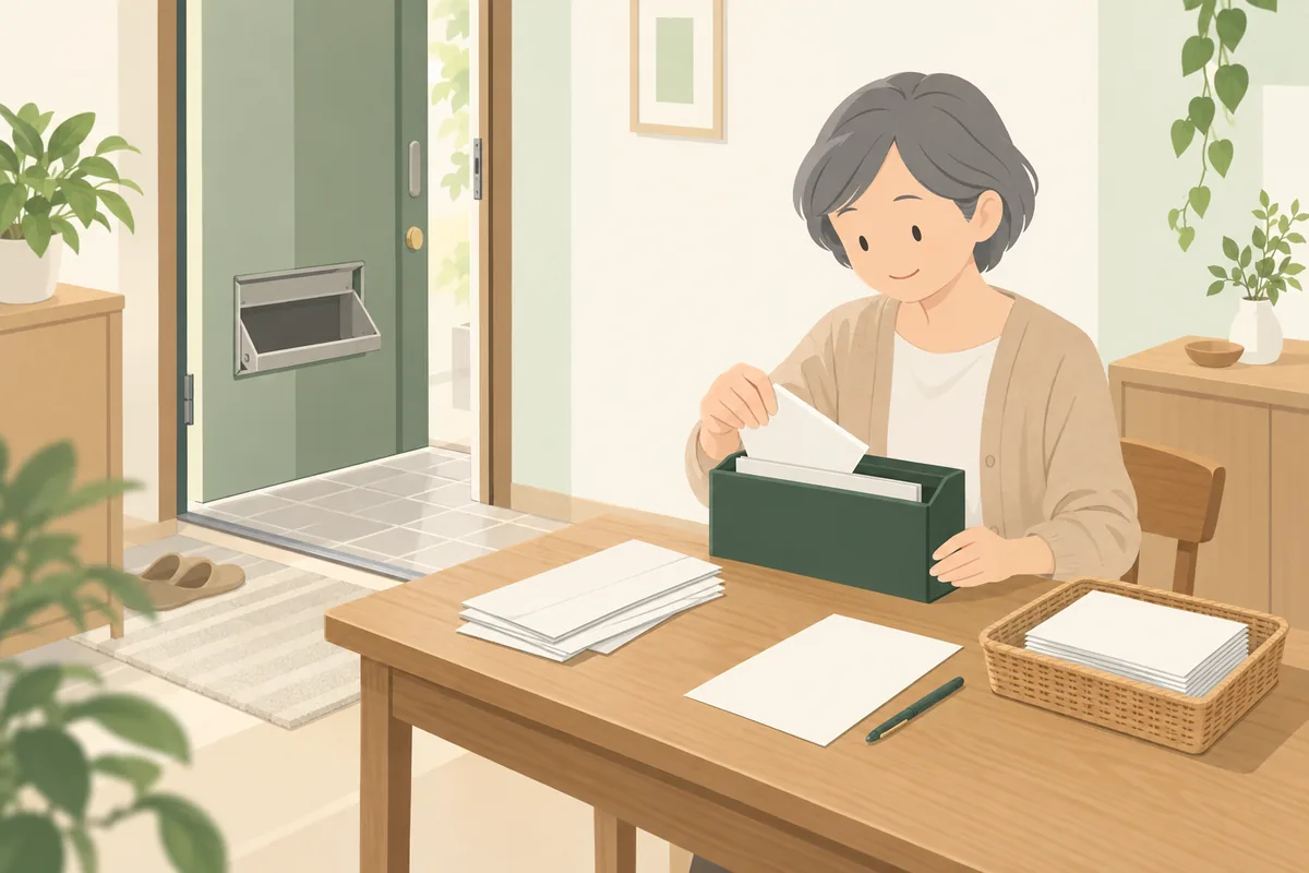 郵便物を溜めない:転送手続きと投函物への対処 のイラスト