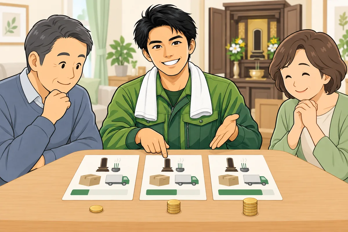 後悔しない選び方：供養と処分を「相場の物差し」で判断する のイラスト