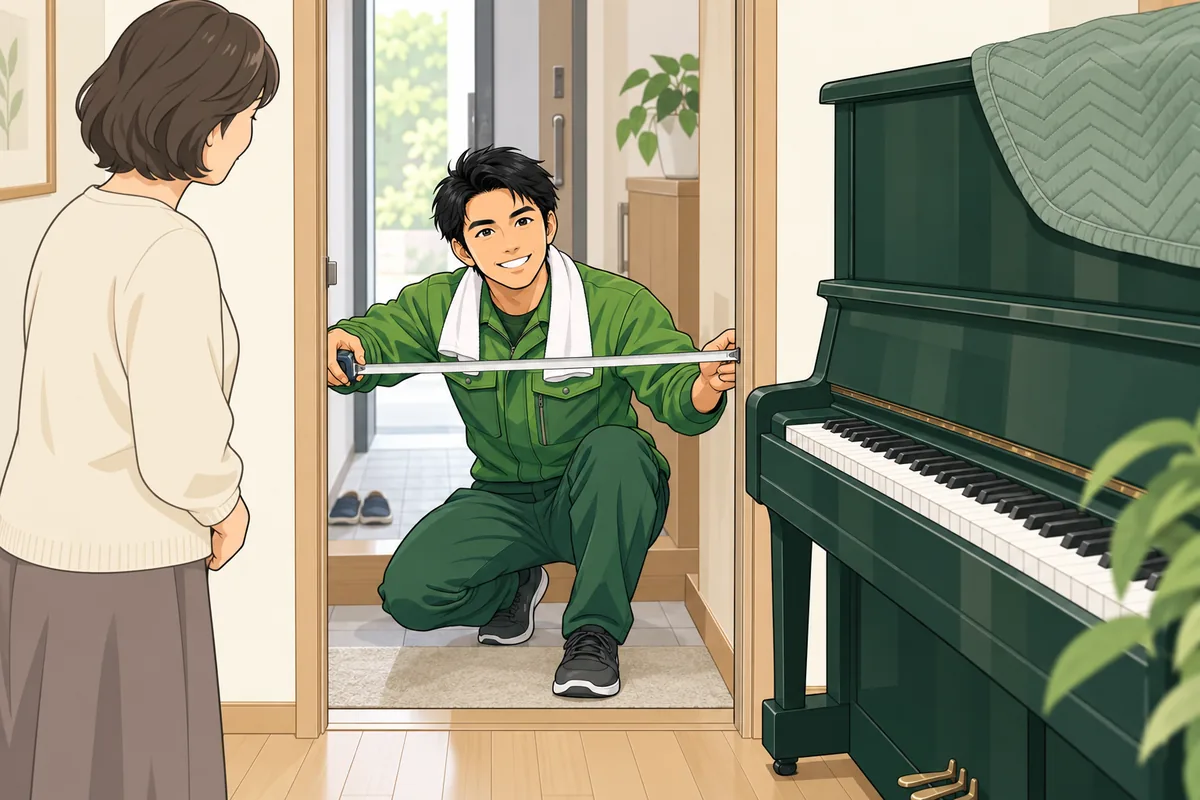 ピアノなど大物は「搬出費」が費用に響く のイラスト