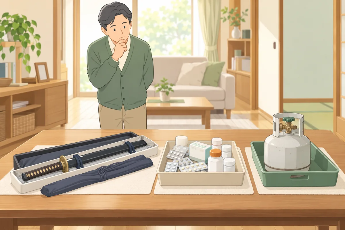 遺品整理で勝手に捨ててはいけない物が出たら？結論は「触りすぎず・捨てずに分けて・聞く」 のイラスト