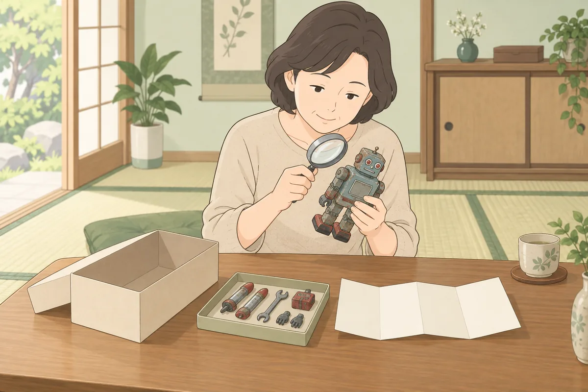 遺品の昔のおもちゃは、捨てる前にこの5点だけ見てください のイラスト