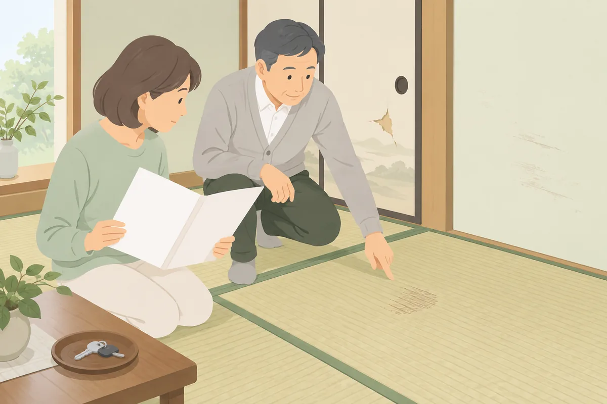 畳・ふすま・壁はどこまで直すべきか：判断は契約と引き渡し条件で決まる のイラスト