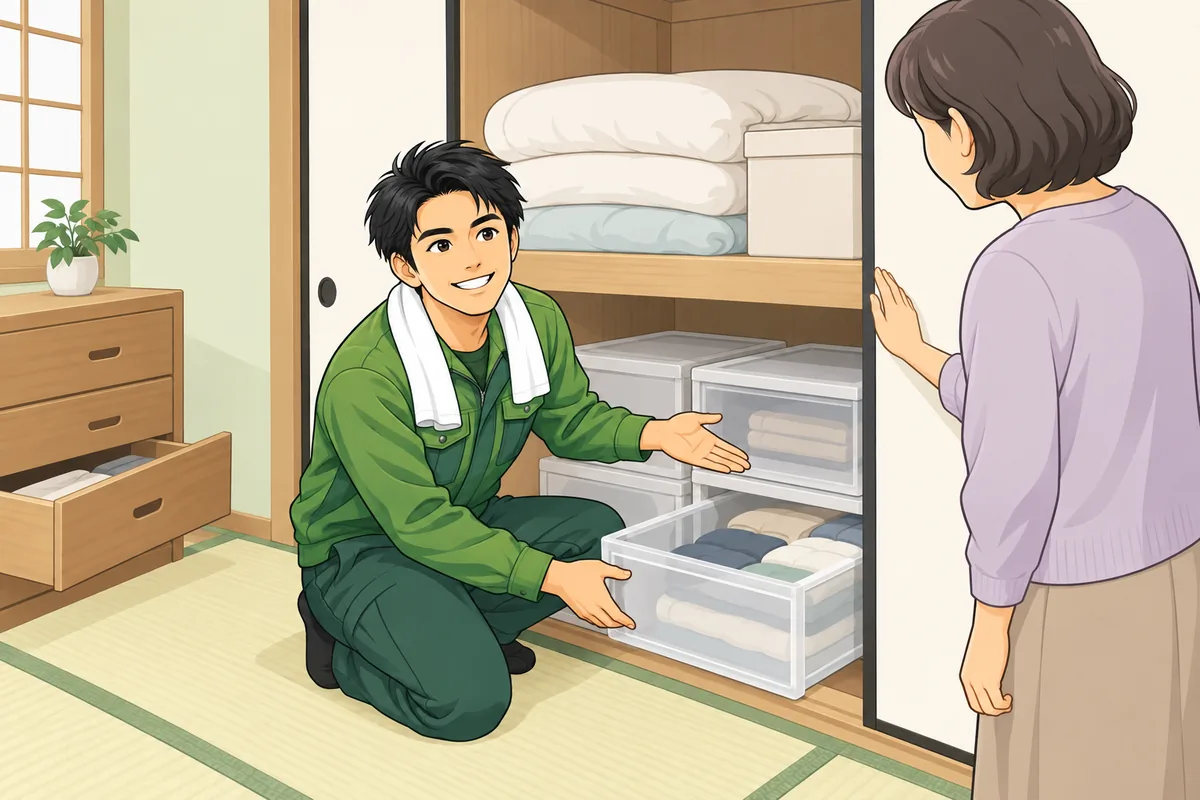 当日の立ち会いで見せる場所・開けておく所 のイラスト