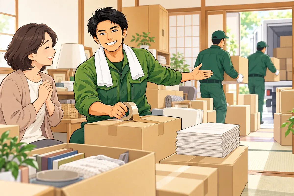 遺品整理業者に一括で任せるほうが向くケース のイラスト