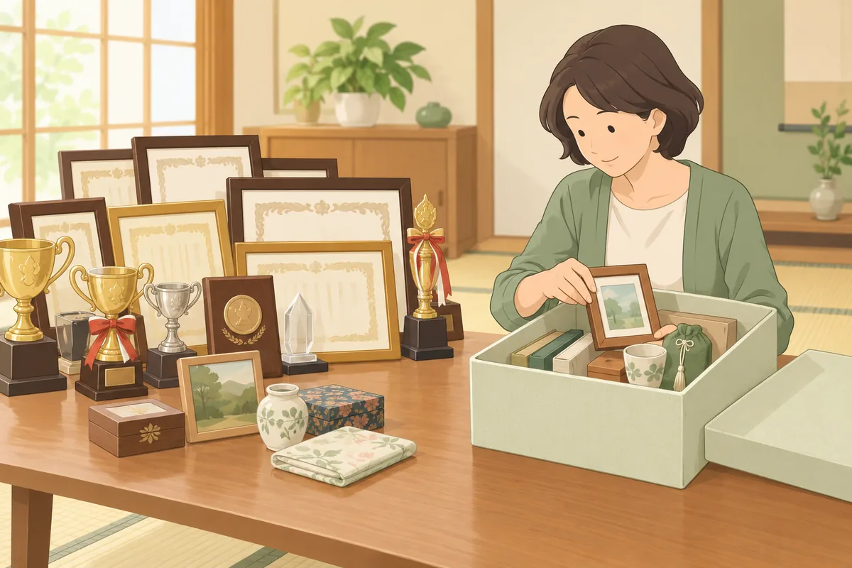 賞状・トロフィー・記念品の「残す量」を線引きする方法 のイラスト