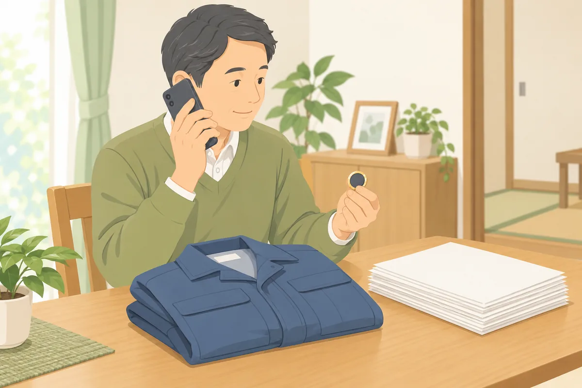 会社の制服・社章・業務書類は勤務先に確認する のイラスト