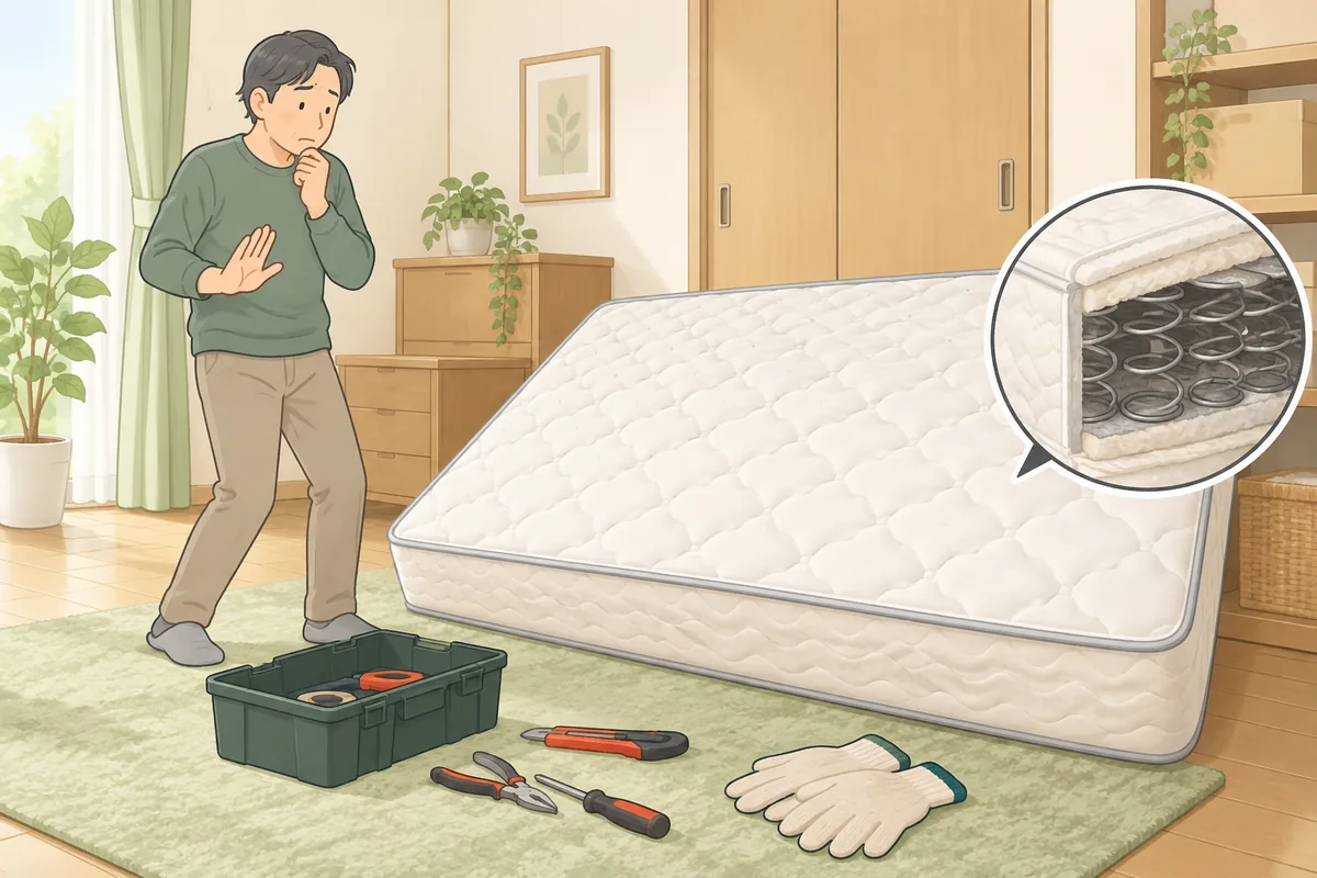 スプリングマットレスを自分で解体しないほうがよい理由 のイラスト