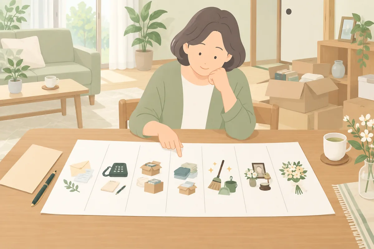 四十九日までにやることは？まず「週別リスト」で全体像をつかむ のイラスト