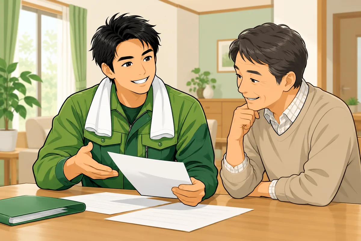 契約後に遺品整理業者を変えたいと思ったら、最初に確認する3点 のイラスト