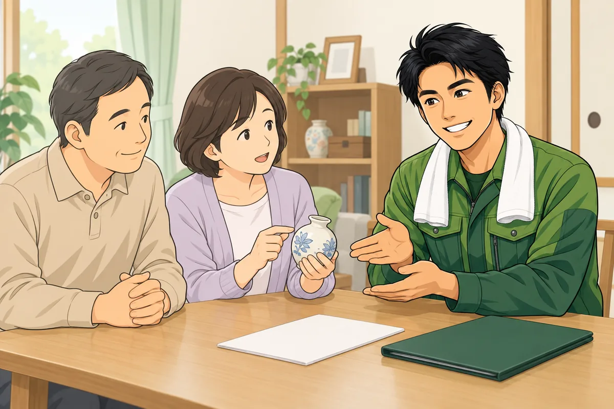 後悔しない業者選びと当日の立ち会いのコツ のイラスト