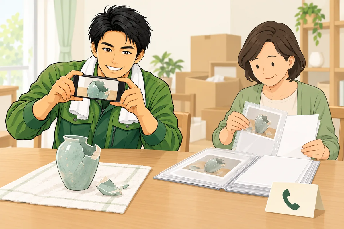 事例別に「まず残す証拠」と相談先を整理する のイラスト