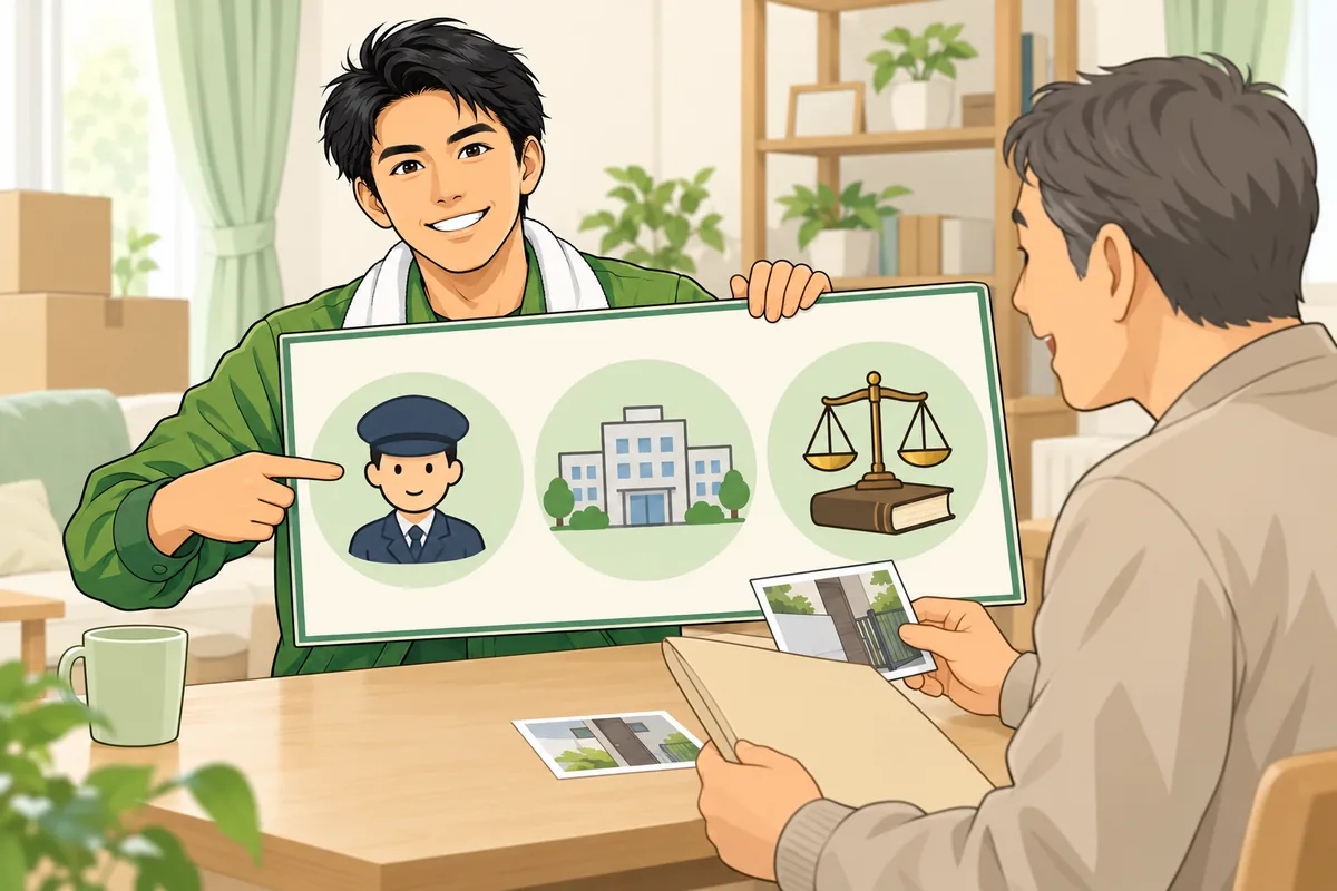 188以外の相談先の使い分け（#9110・自治体・法テラス） のイラスト