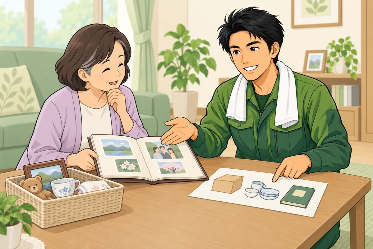 後悔しない業者の選び方と、気持ちがラクになる頼み方 のイラスト