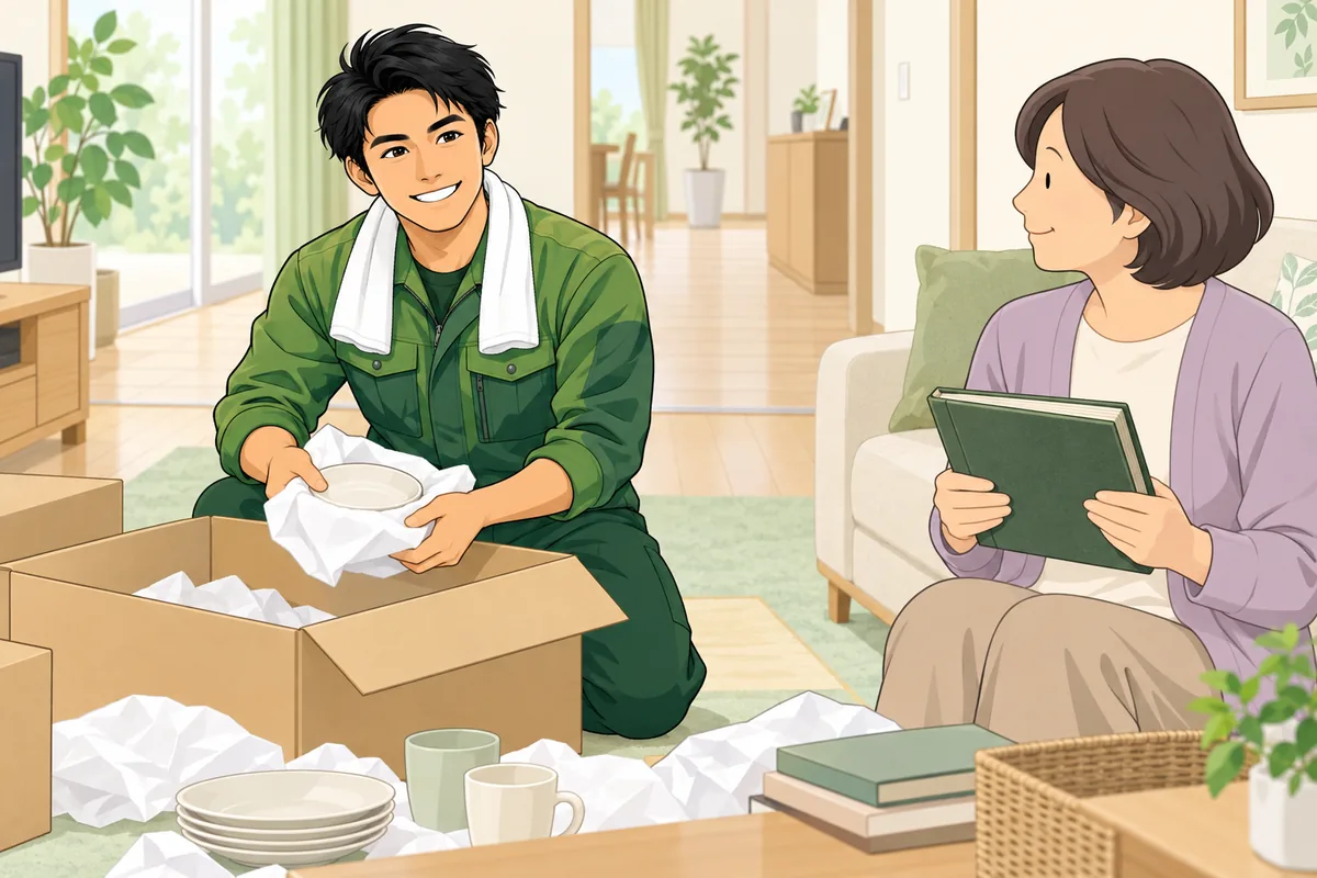 「まだ売らない」なら、先に片付けだけ進める意味 のイラスト