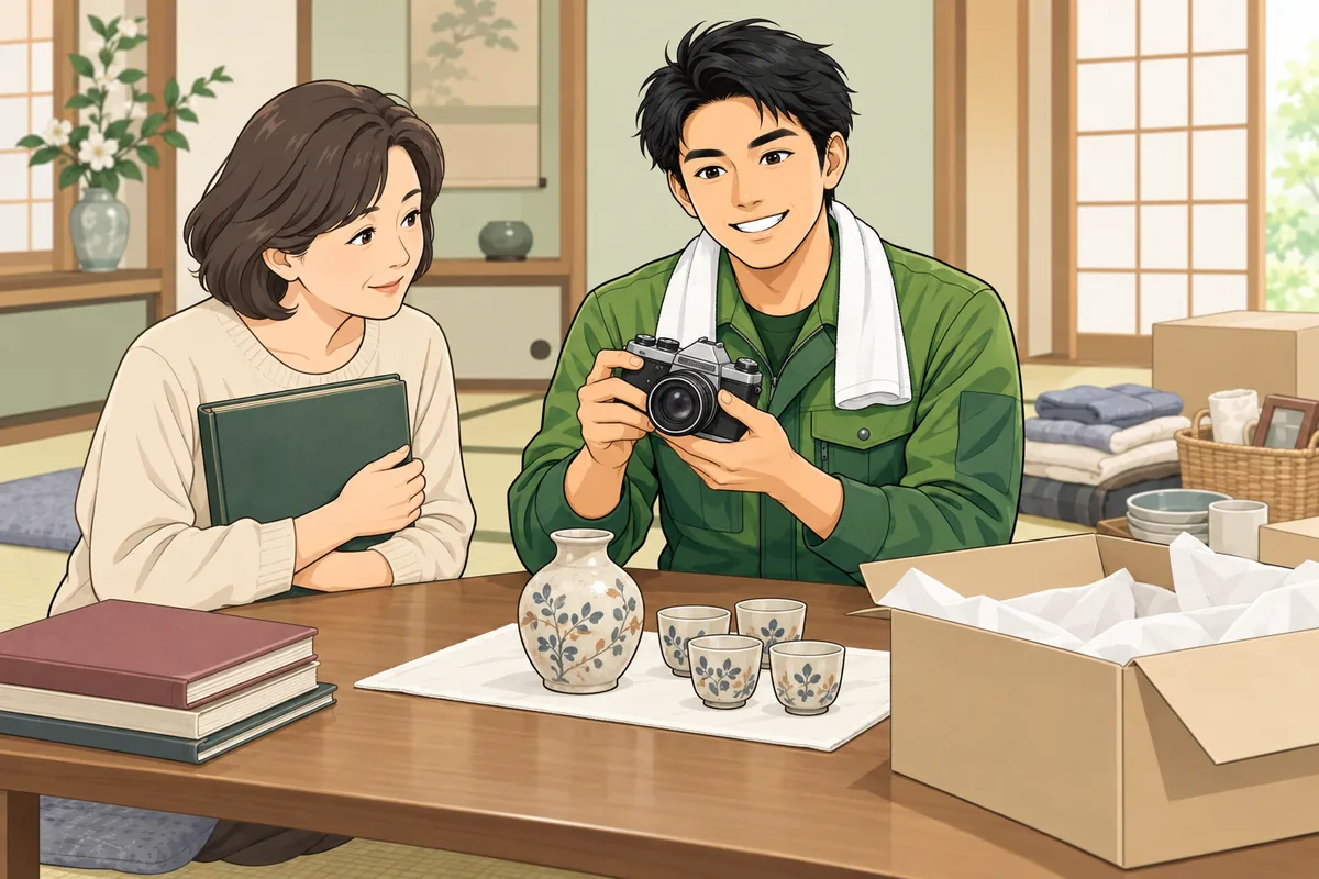 遺品整理と買取査定を同時に頼むと何が変わるか のイラスト