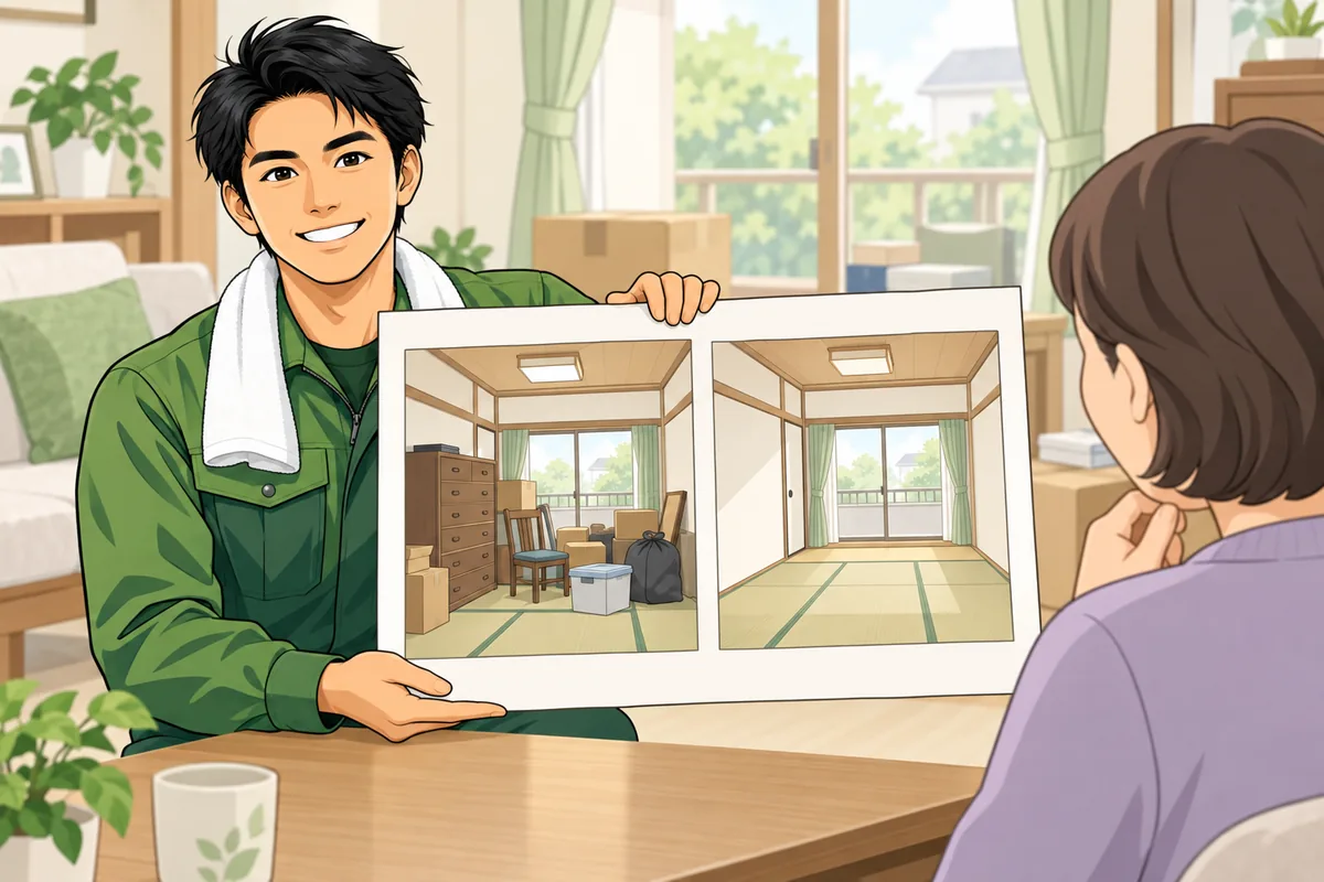残置物そのままで売る場合と片付けてから売る場合の違い のイラスト