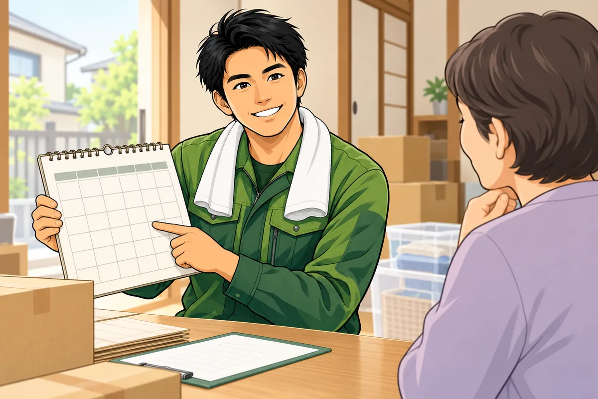 隣家への挨拶は「作業日が決まってから」でよい のイラスト