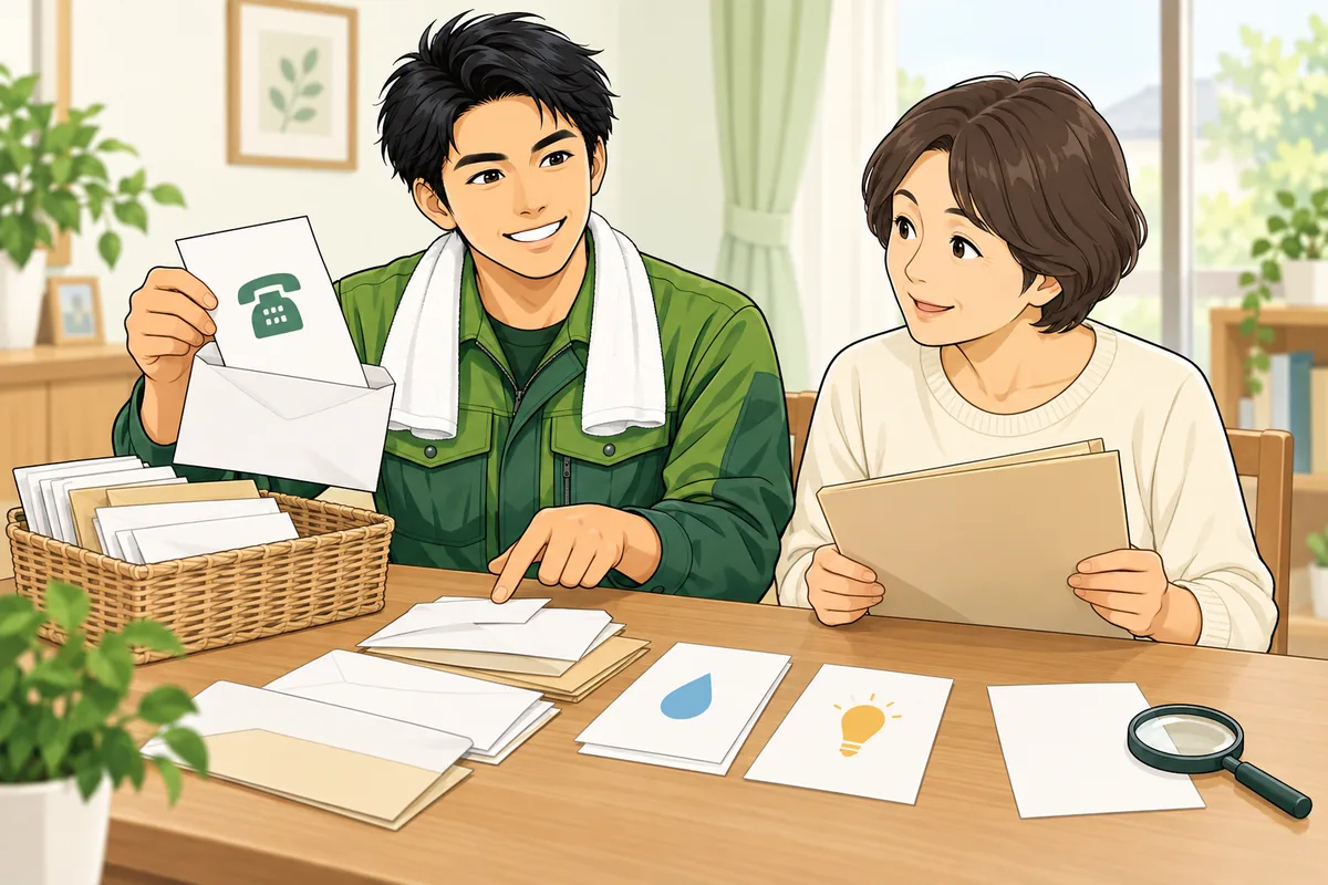 郵便物の転送で「不明な契約」を洗い出す段取り のイラスト