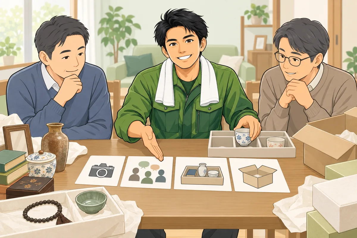 形見分けで兄弟と揉めないための最優先ポイントは「段取りの見える化」 のイラスト