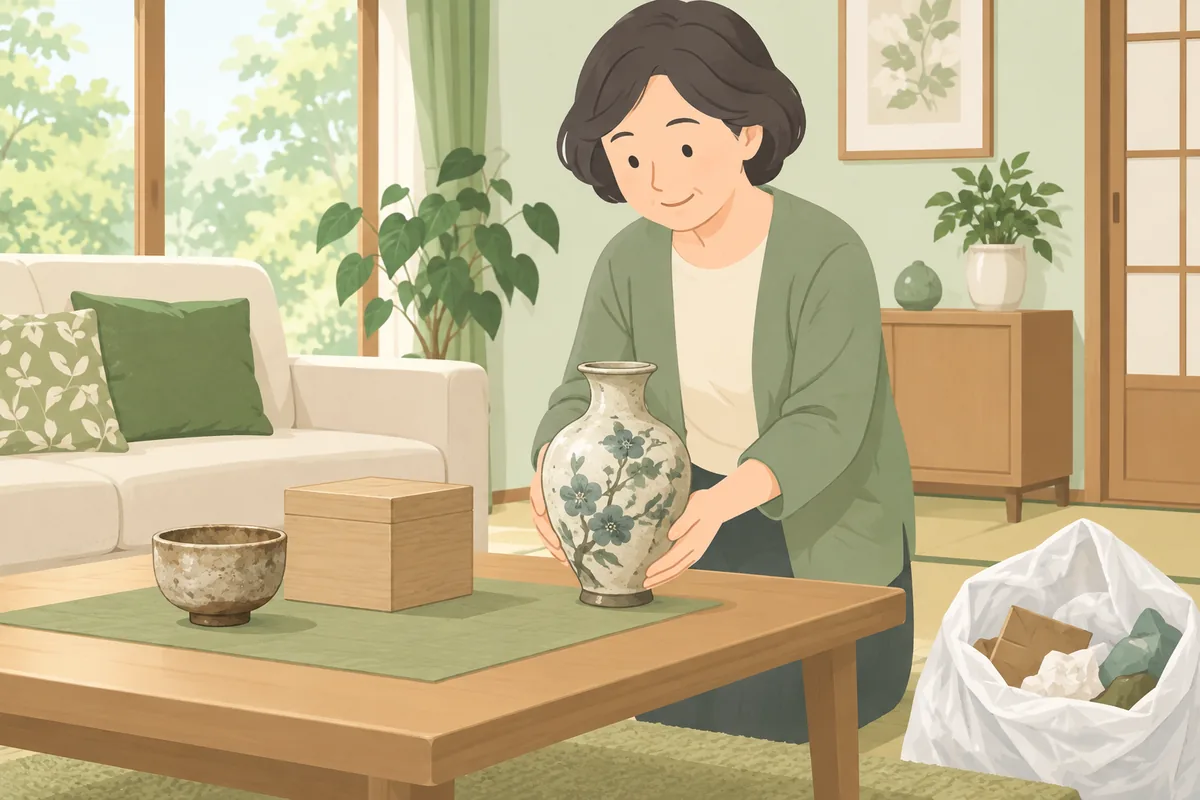 価値がわからない骨董品の遺品は、自己判断で「捨てない」 のイラスト