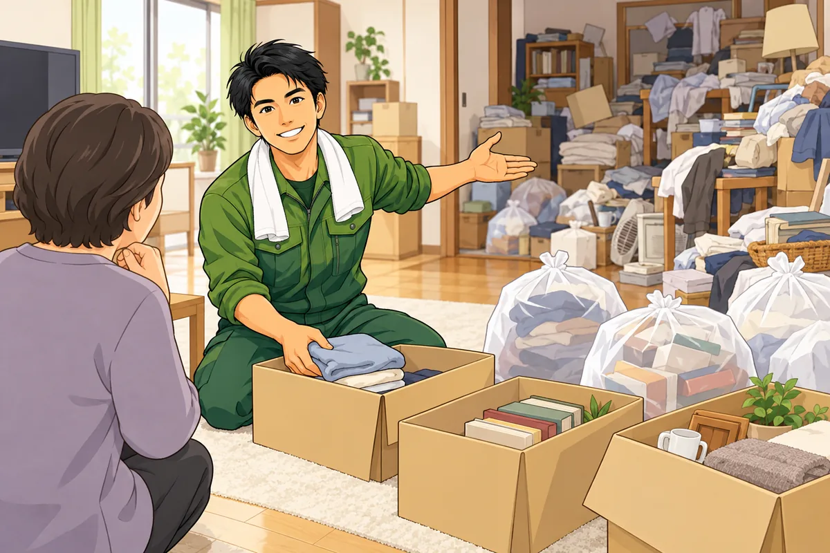 汚部屋・ゴミ屋敷は自分で片付けどこまで?業者に切り替える目安 のイラスト
