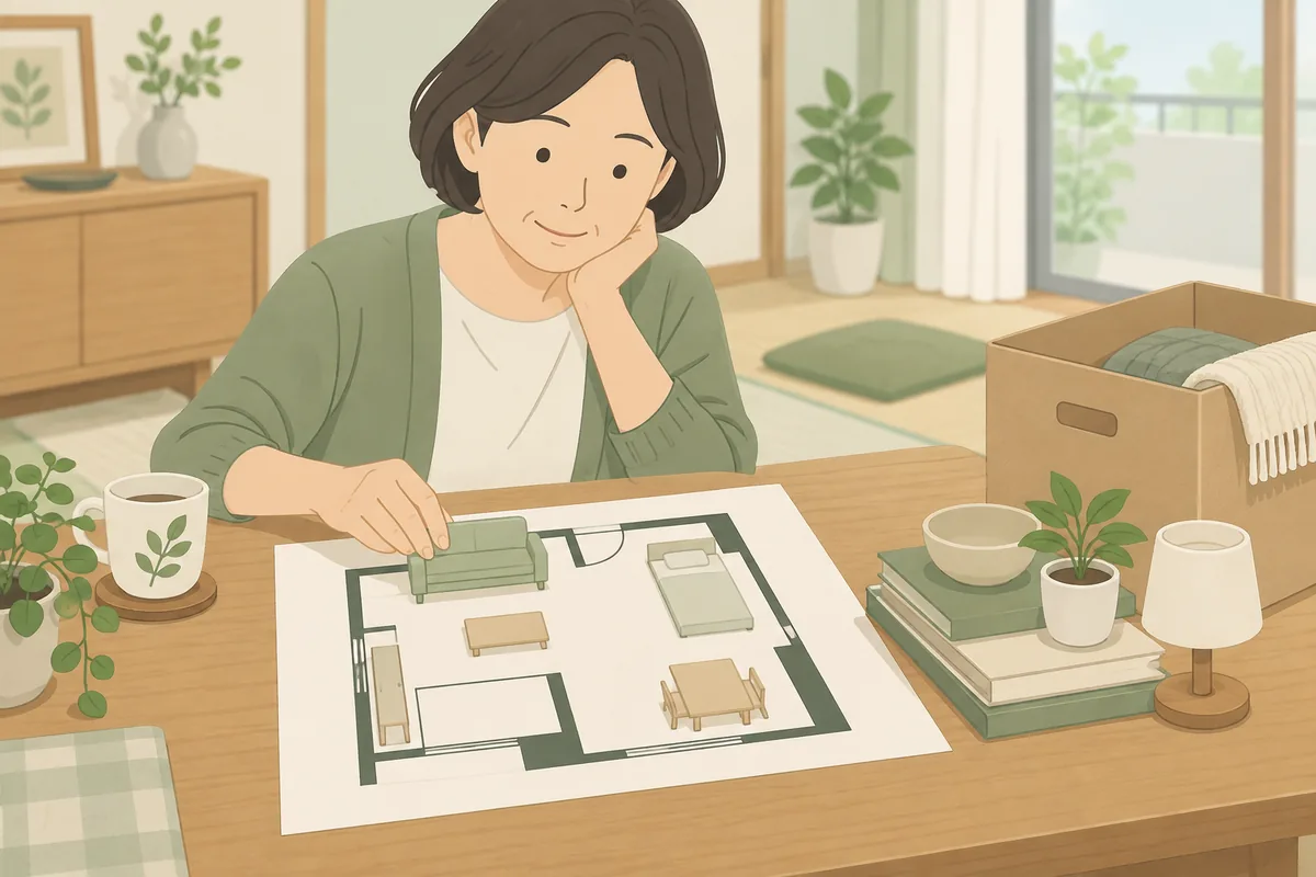 老前整理で荷物を減らすなら「新居の広さから逆算」する のイラスト