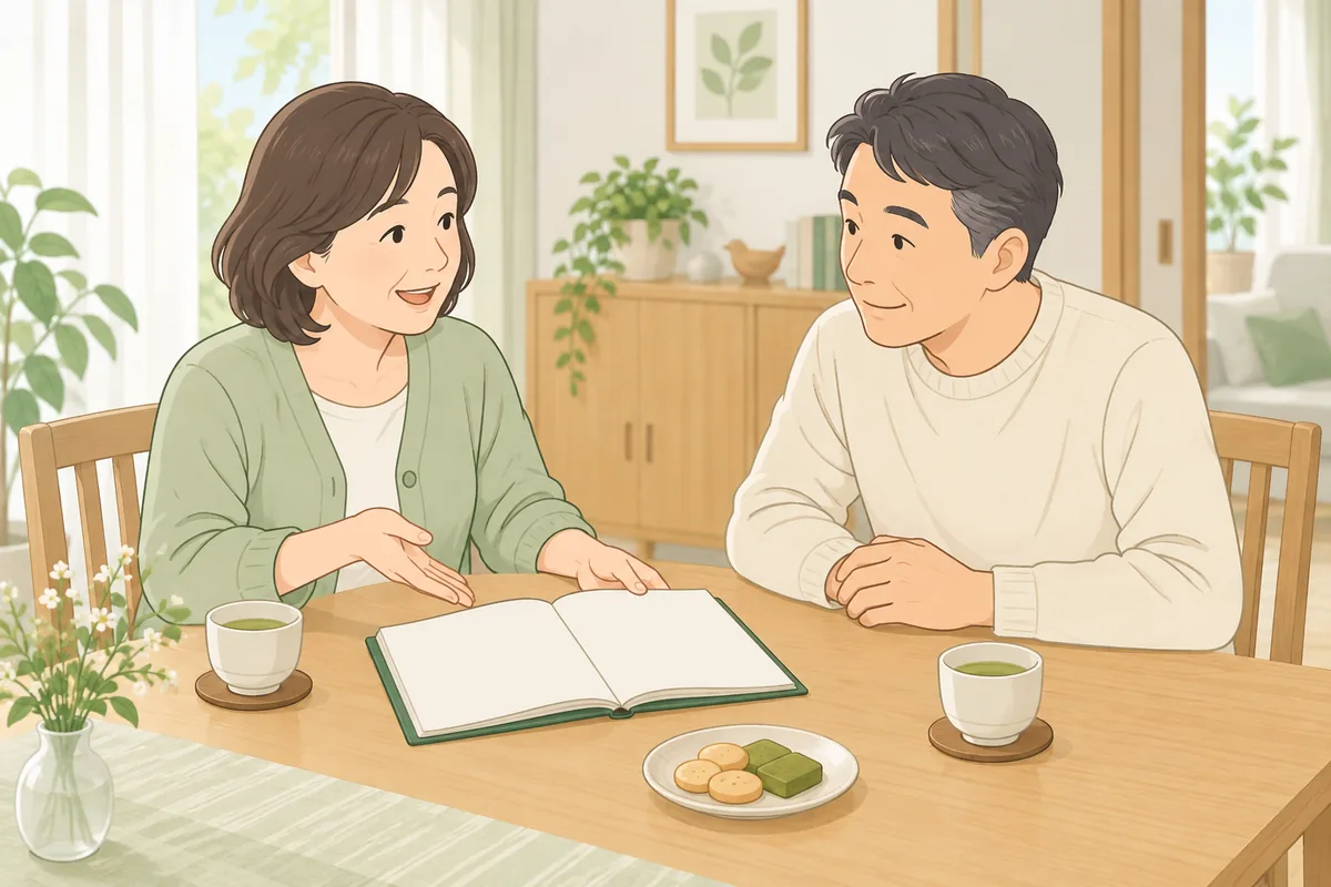 いつから始める?60代前でも早すぎない・家族への切り出し方 のイラスト