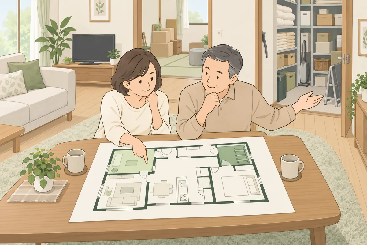 「部屋1つ」「物置」「家全体」の3規模で頼み方を分ける のイラスト