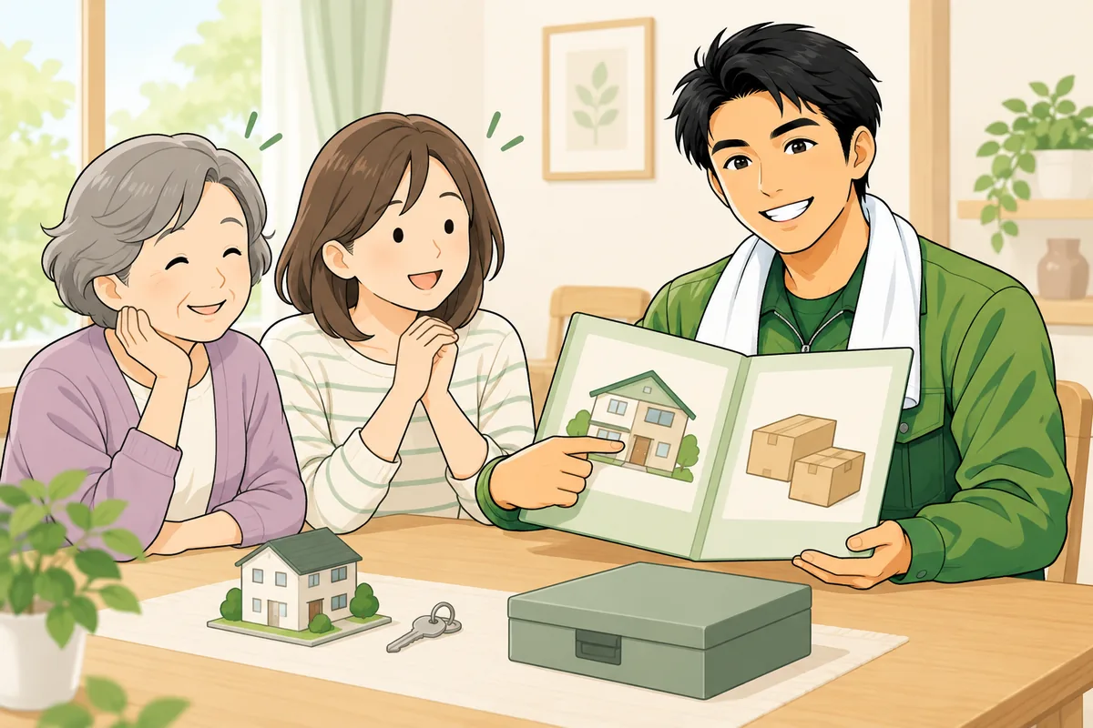 先に決めておくこと自体が、いちばんの家族への配慮です のイラスト