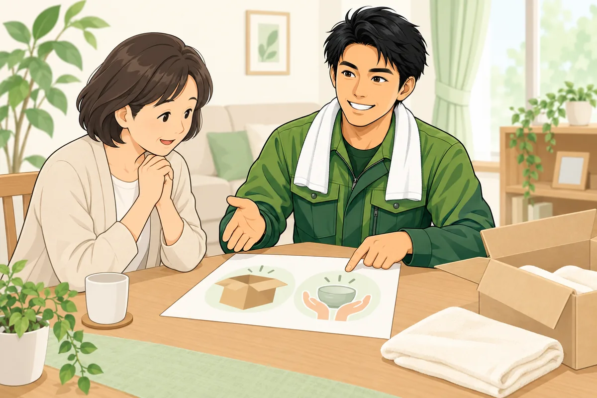 後悔しない生前整理業者・サービスの選び方 のイラスト