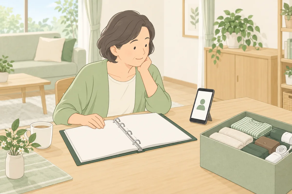 おひとりさまの生前整理の進め方 「物・情報・頼る先」の3点セットで考える のイラスト