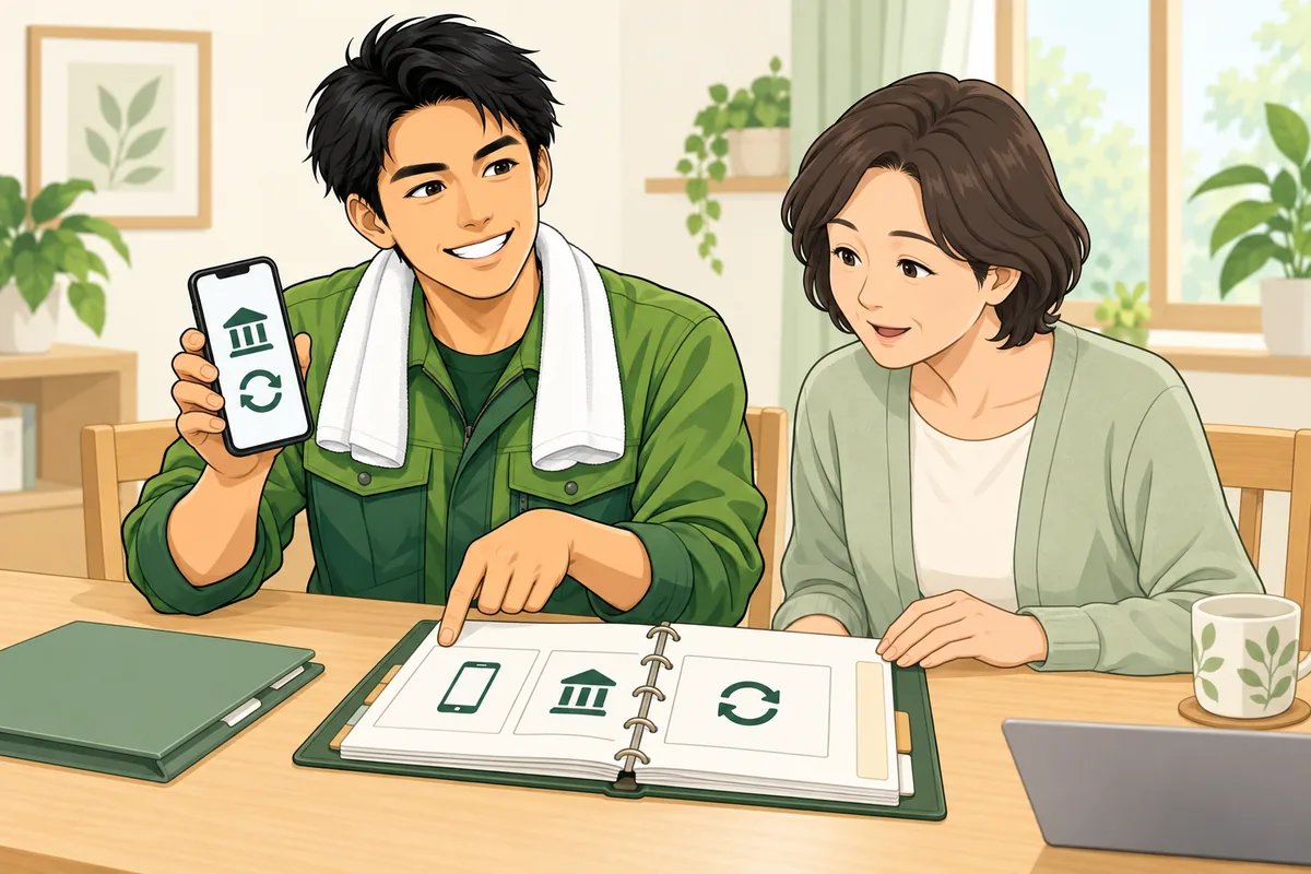 デジタル情報の整理 スマホ・ネット銀行・サブスクの在りかを残す のイラスト