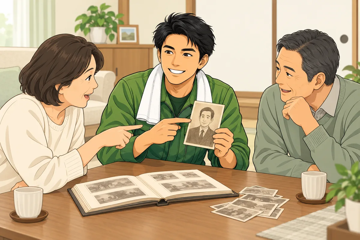 「誰の写真か分からない1枚」は家族との会話のきっかけになる のイラスト